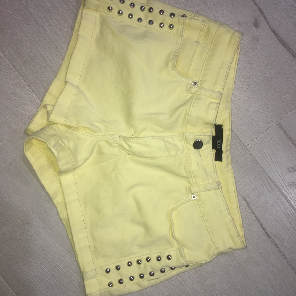 Yellow studded Jean shorts forever 21